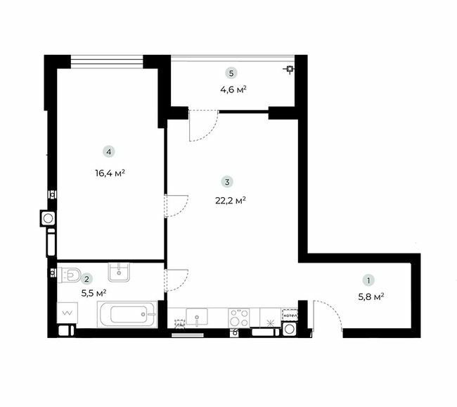1-комнатная 52.2 м² в ЖК PARKTOWN от 22 000 грн/м², пгт Гостомель