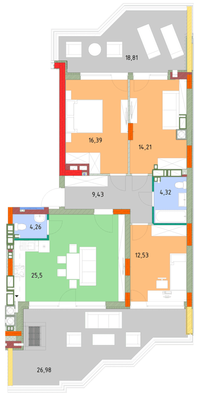 3-комнатная 98.06 м² в ЖК На Прорезной от 24 500 грн/м², пгт Гостомель