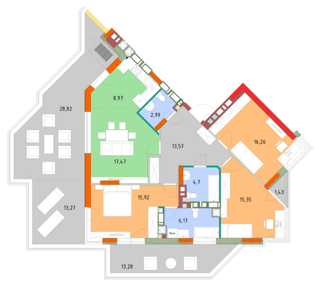 3-кімнатна 116.31 м² в ЖК На Прорізній від 24 500 грн/м², смт Гостомель