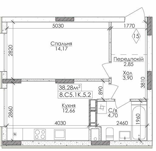 1-кімнатна 38.28 м² в ЖМ Нова Буча від 17 000 грн/м², м. Буча