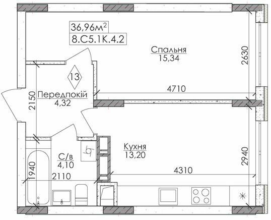 1-комнатная 39.96 м² в ЖМ Новая Буча от 15 500 грн/м², г. Буча