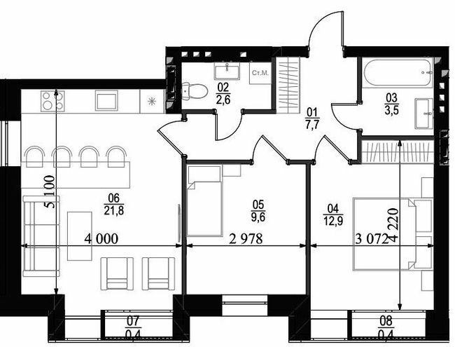 2-комнатная 58 м² в ЖК City Lake от 17 500 грн/м², с. Шевченково