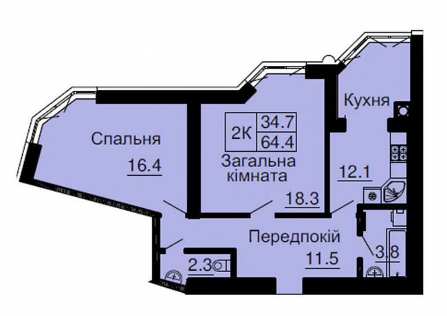 2-кімнатна 64.4 м² в ЖК Софія Резіденс від 29 400 грн/м², с. Софіївська Борщагівка