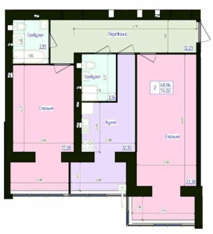 2-кімнатна 74 м² в ЖК Польський бульвар від 14 300 грн/м², Житомир