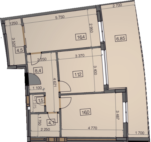 2-кімнатна 68.82 м² в ЖК Crystal від 23 150 грн/м², Ужгород