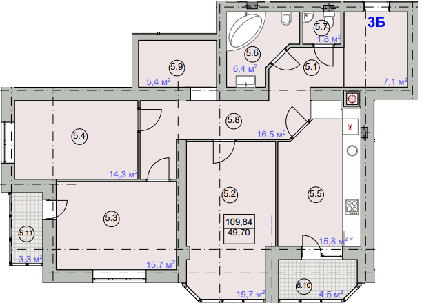 3-кімнатна 109.84 м² в ЖК на вул. Первомайська, 7 від 18 100 грн/м², м. Бердянськ