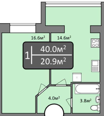 1-комнатная 40 м² в ЖК Мечта Николаев от 16 700 грн/м², Николаев