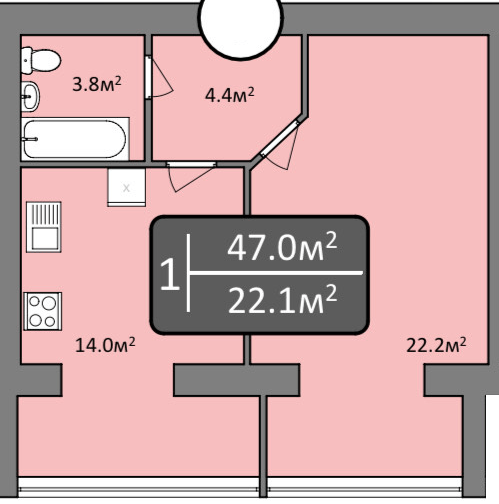 1-кімнатна 47 м² в ЖК Мрія Миколаїв від 16 700 грн/м², Миколаїв