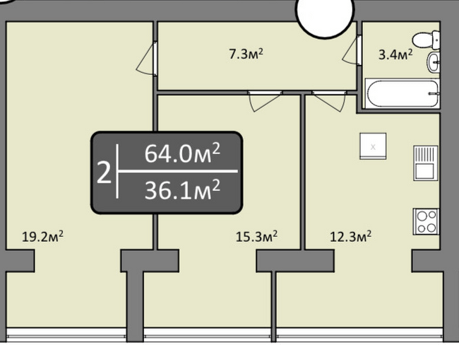 2-кімнатна 64 м² в ЖК Мрія Миколаїв від 16 700 грн/м², Миколаїв