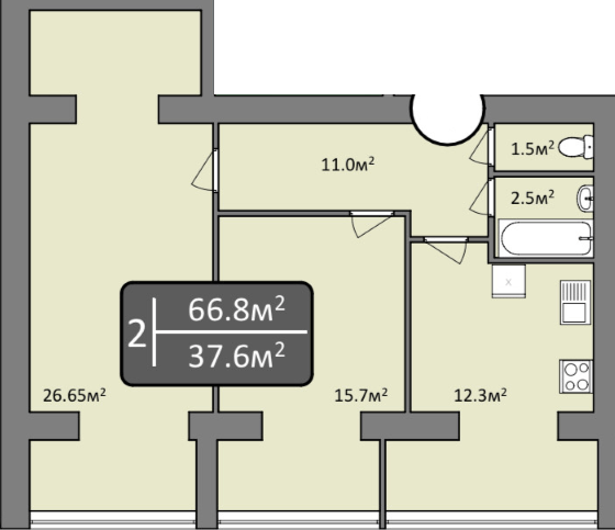 2-кімнатна 66.8 м² в ЖК Мрія Миколаїв від 16 700 грн/м², Миколаїв