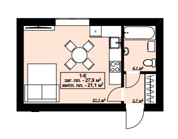 Студія 27.9 м² в ЖК Lake House від 20 950 грн/м², смт Гостомель