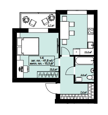 1-кімнатна 41.8 м² в ЖК Lake House від 20 950 грн/м², смт Гостомель