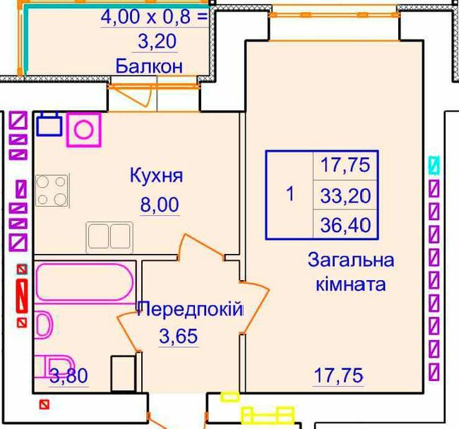 1-кімнатна 36.4 м² в ЖК Європейський від 31 500 грн/м², Полтава