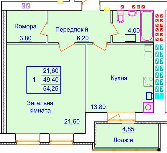 1-кімнатна 54.25 м² в ЖК Європейський від 31 500 грн/м², Полтава