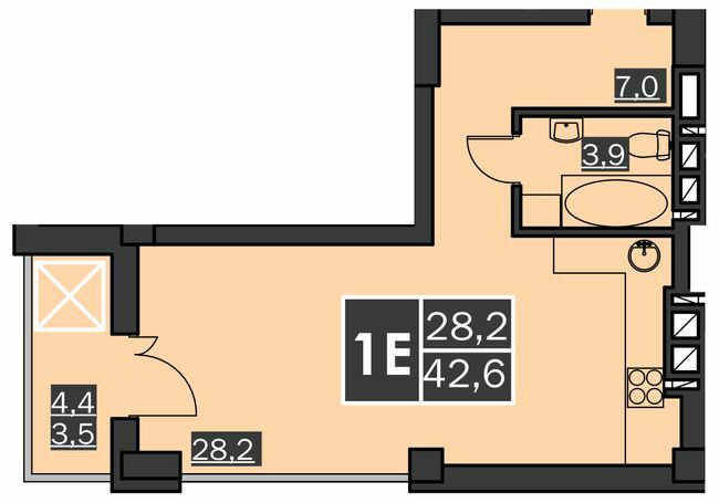 1-кімнатна 42.6 м² в ЖК Bridge Tower від 18 500 грн/м², Рівне