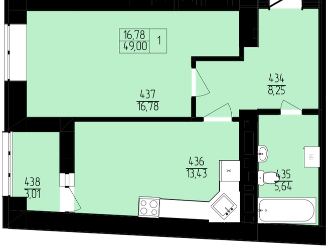 1-комнатная 49 м² в ЖК Пивнична фортеця от 23 550 грн/м², Ровно