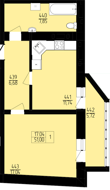 1-кімнатна 51 м² в ЖК Північна фортеця від 23 550 грн/м², Рівне