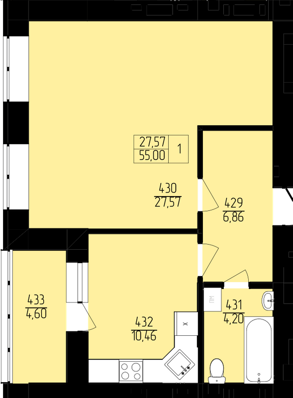 1-комнатная 55 м² в ЖК Пивнична фортеця от 23 550 грн/м², Ровно