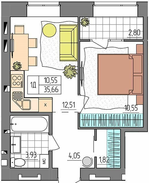 1-комнатная 35.66 м² в ЖК Синергия Glass от 16 500 грн/м², Ровно