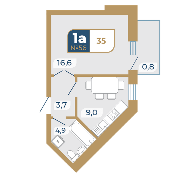 1-кімнатна 35 м² в ЖК Добробуд від 15 500 грн/м², м. Дубно