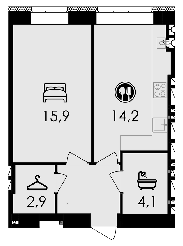 1-комнатная 41.6 м² в ЖК Forest Home от 23 400 грн/м², Винница
