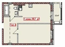 1-кімнатна 49.7 м² в ЖК Club City від 25 850 грн/м², Херсон