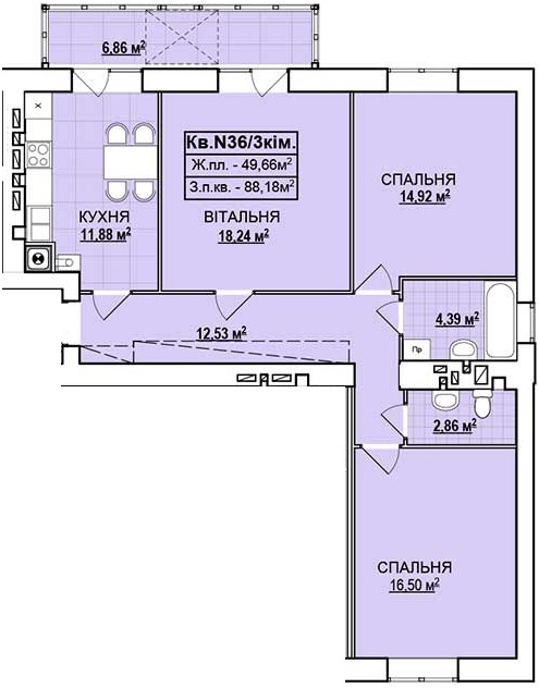 3-кімнатна 88.18 м² в ЖК на вул. Базарна від 13 950 грн/м², м. Стрий