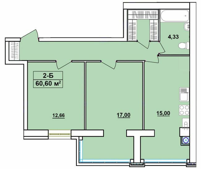 2-кімнатна 60.6 м² в ЖК Комфортний від 15 200 грн/м², Чернігів