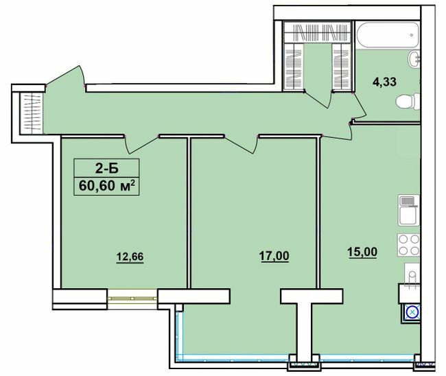 2-комнатная 60.6 м² в ЖК Комфортный от 15 200 грн/м², Чернигов