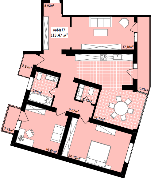 3-кімнатна 113.47 м² в ЖК Неосіті від 22 650 грн/м², Чернівці