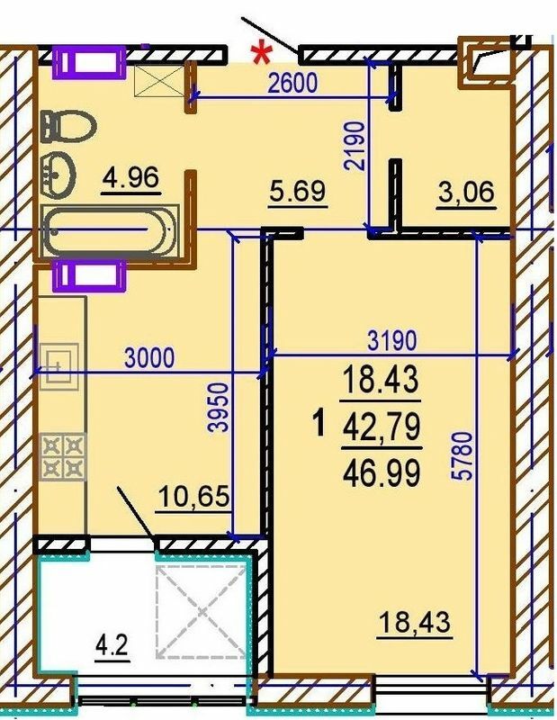 1-комнатная 46.99 м² в ЖК Шекспира от 30 000 грн/м², Харьков