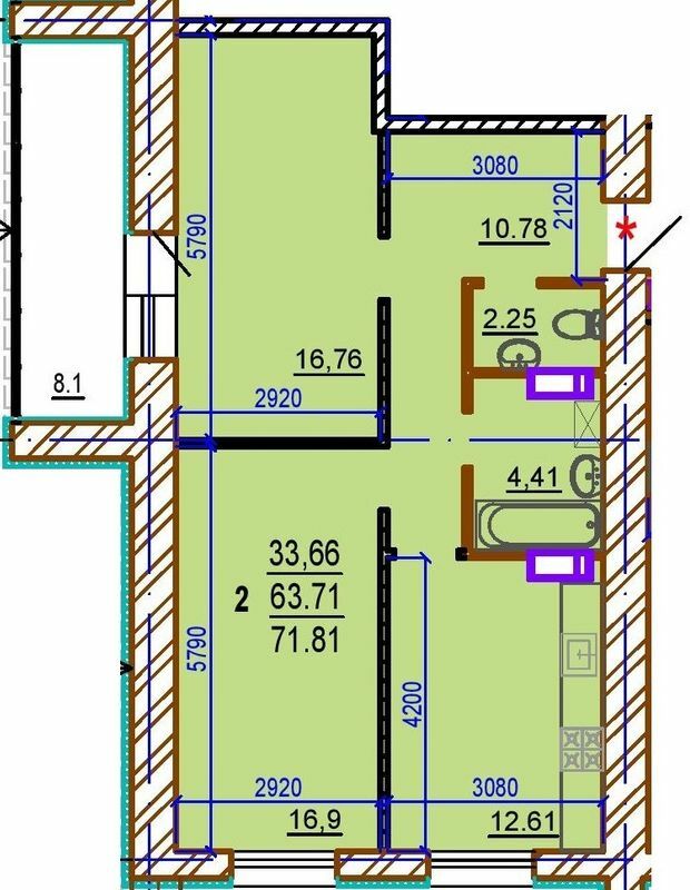 2-кімнатна 71.81 м² в ЖК Шекспіра від 30 000 грн/м², Харків