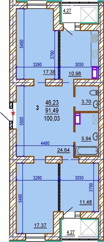 3-кімнатна 100.03 м² в ЖК Шекспіра від 24 000 грн/м², Харків