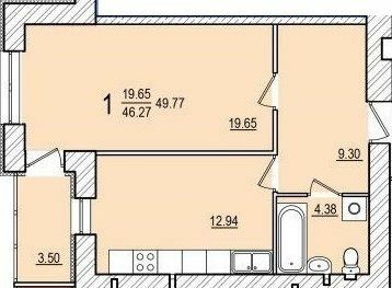 1-кімнатна 49.77 м² в ЖК Dominant від 16 000 грн/м², смт Пісочин