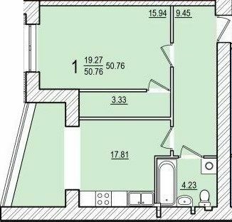 1-комнатная 50.76 м² в ЖК Dominant от 16 000 грн/м², пгт Песочин