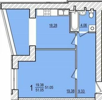1-кімнатна 51.05 м² в ЖК Dominant від 16 000 грн/м², смт Пісочин
