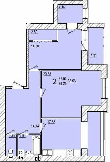 2-кімнатна 83.56 м² в ЖК Dominant від 13 000 грн/м², смт Пісочин