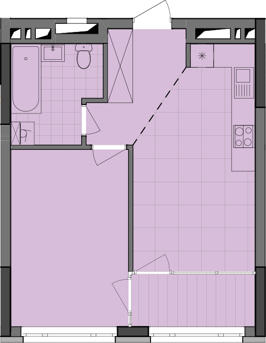1-комнатная 45.63 м² в ЖК Dibrova Park от 30 500 грн/м², Киев