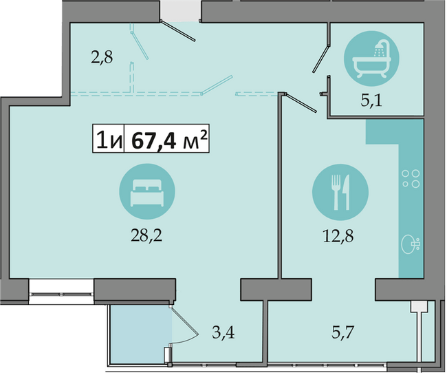 2-кімнатна 67.4 м² в ЖК Дніпровська Брама 2 від 15 900 грн/м², смт Слобожанське