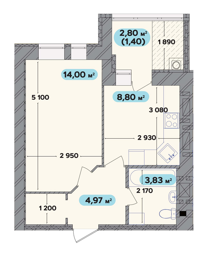 1-кімнатна 33 м² в ЖК Spring Town New Riviera від 14 800 грн/м², Хмельницький