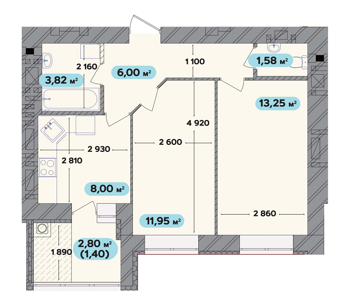 2-кімнатна 46 м² в ЖК Spring Town New Riviera від 15 800 грн/м², Хмельницький