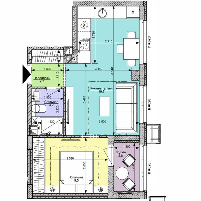 1-кімнатна 37.9 м² в ЖК Файна Таун від 58 450 грн/м², Київ