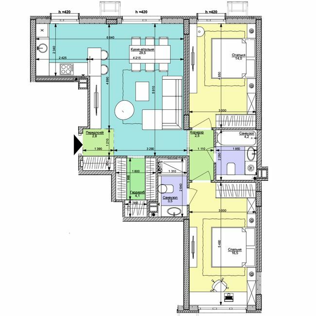 2-комнатная 76.9 м² в ЖК Файна Таун от 55 650 грн/м², Киев