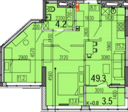 2-комнатная 57 м² в ЖК Затишний-2 от 28 750 грн/м², Днепр