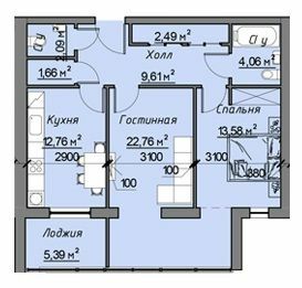 2-комнатная 79 м² в ЖК Лучший дом на Победе от 19 300 грн/м², Днепр