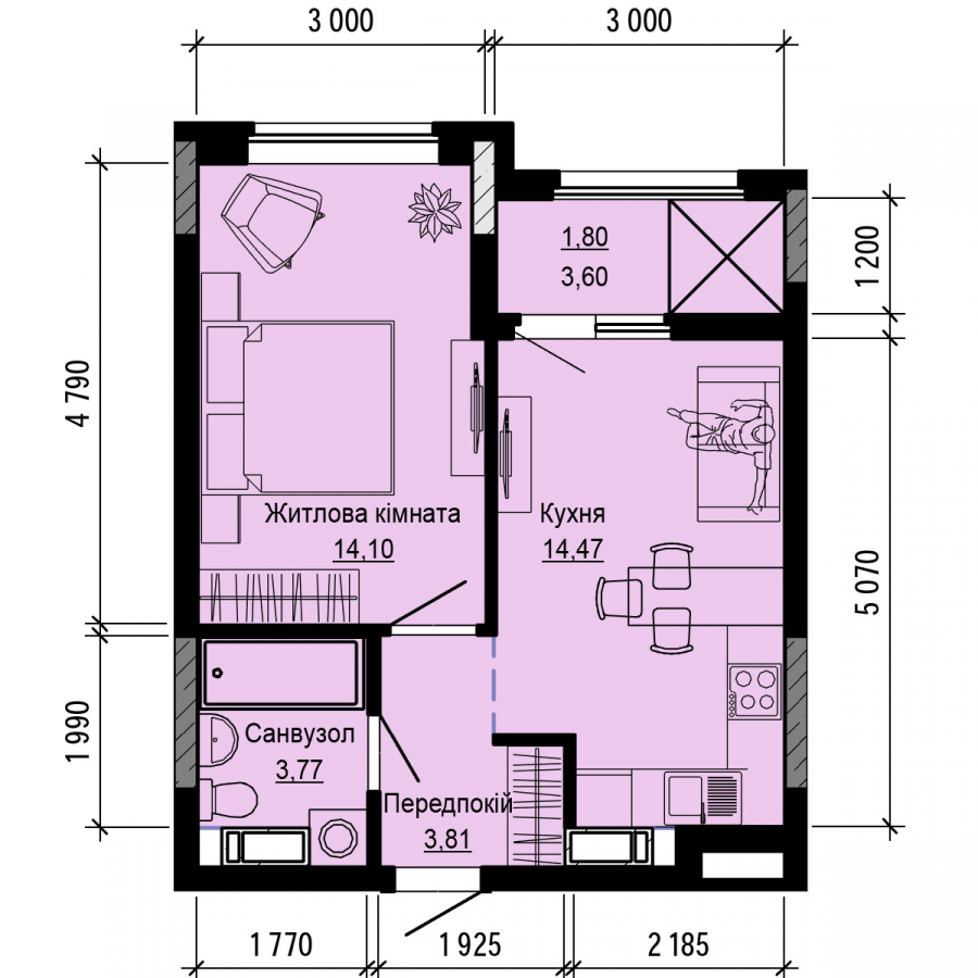 1-комнатная 37.95 м² в ЖК Hello House от 33 000 грн/м², Киев