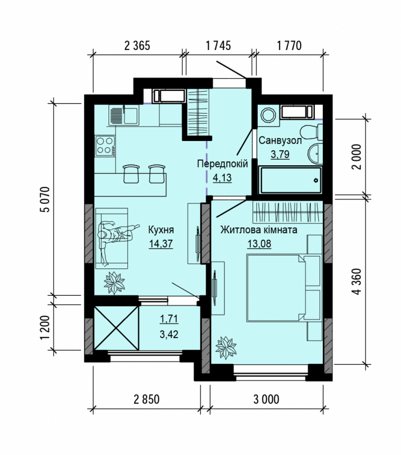 Продаж 1-кімнатної квартири 37 м², ЖК Hello House, Будинок 1