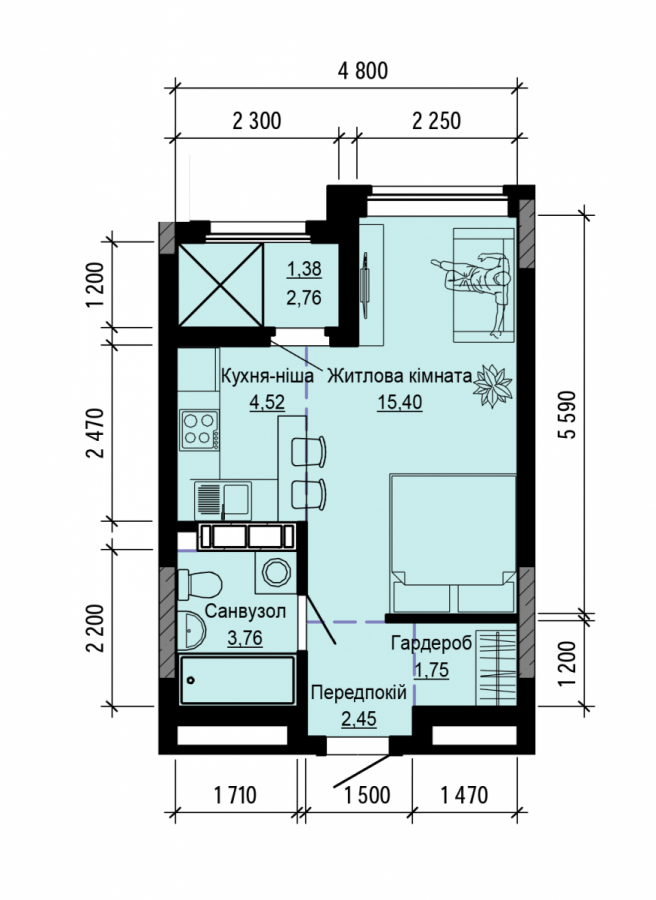 Студія 29.26 м² в ЖК Hello House від 33 000 грн/м², Київ