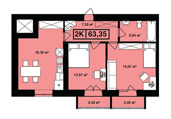 2-кімнатна 63.35 м² в ЖК Сонячна Долина від 15 400 грн/м², м. Долина