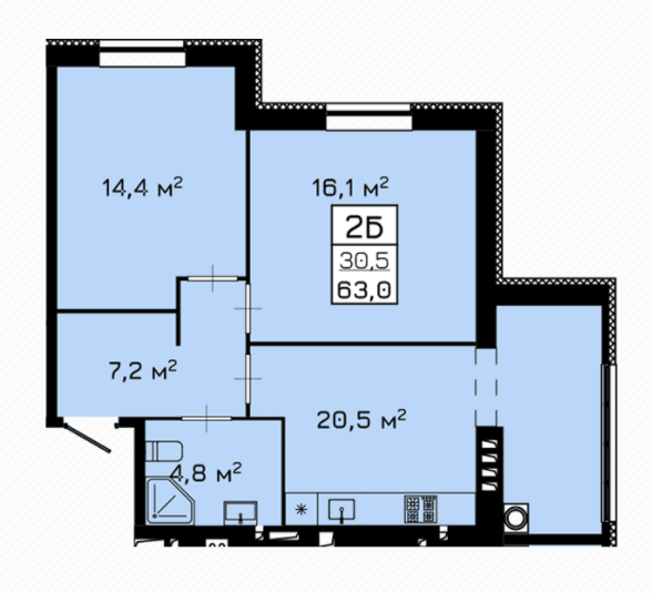 2-комнатная 63 м² в ЖК Laguna от 19 000 грн/м², Черкассы